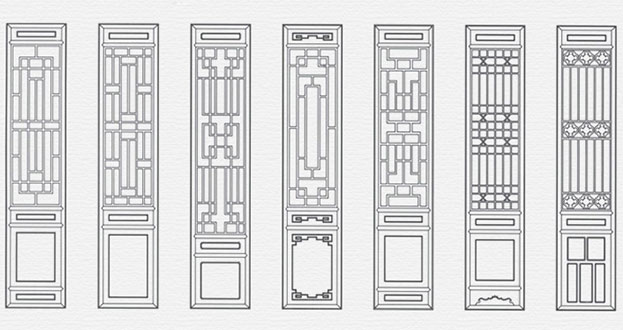 乐陵常用中式仿古花窗图案隔断设计图