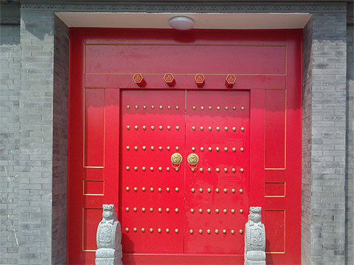 乐陵中国传统四合院系列朱红色中式木制大门木作